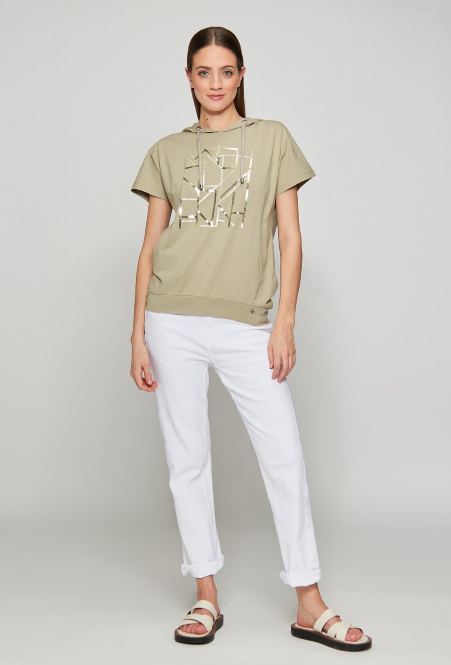 T-shirt damski z kapturem