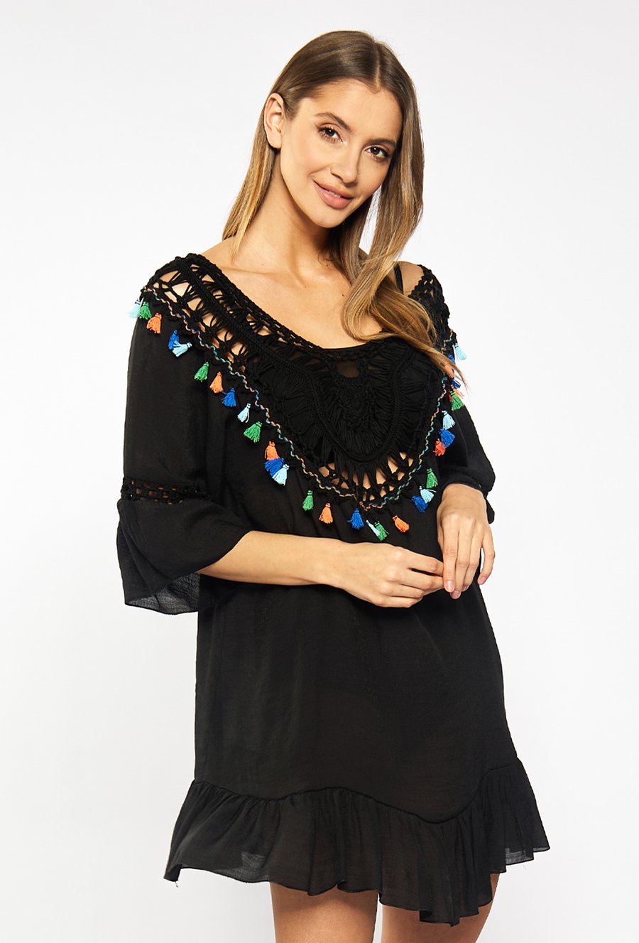 Bawełniane pareo z frędzlami