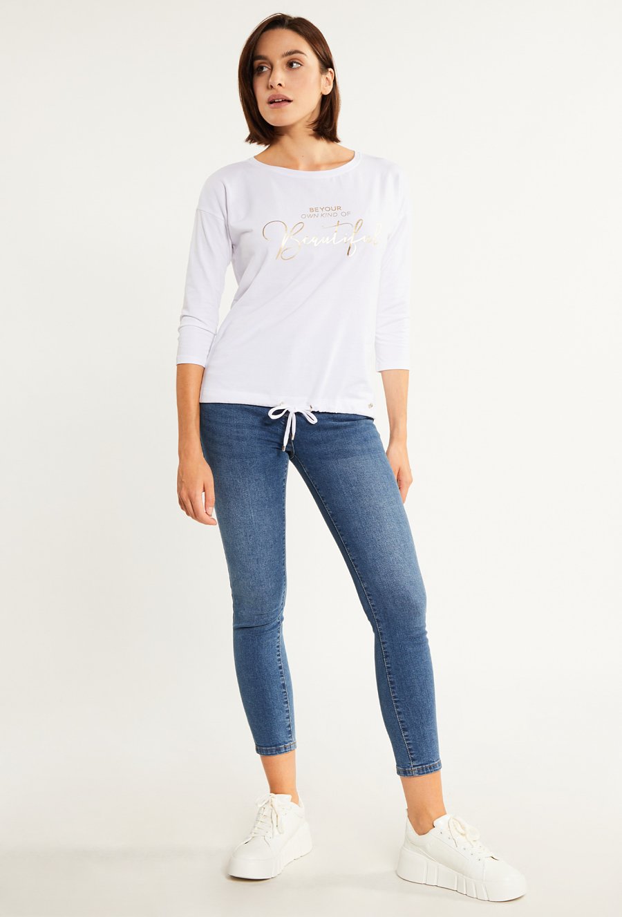 T-shirt damski z wiązaniem