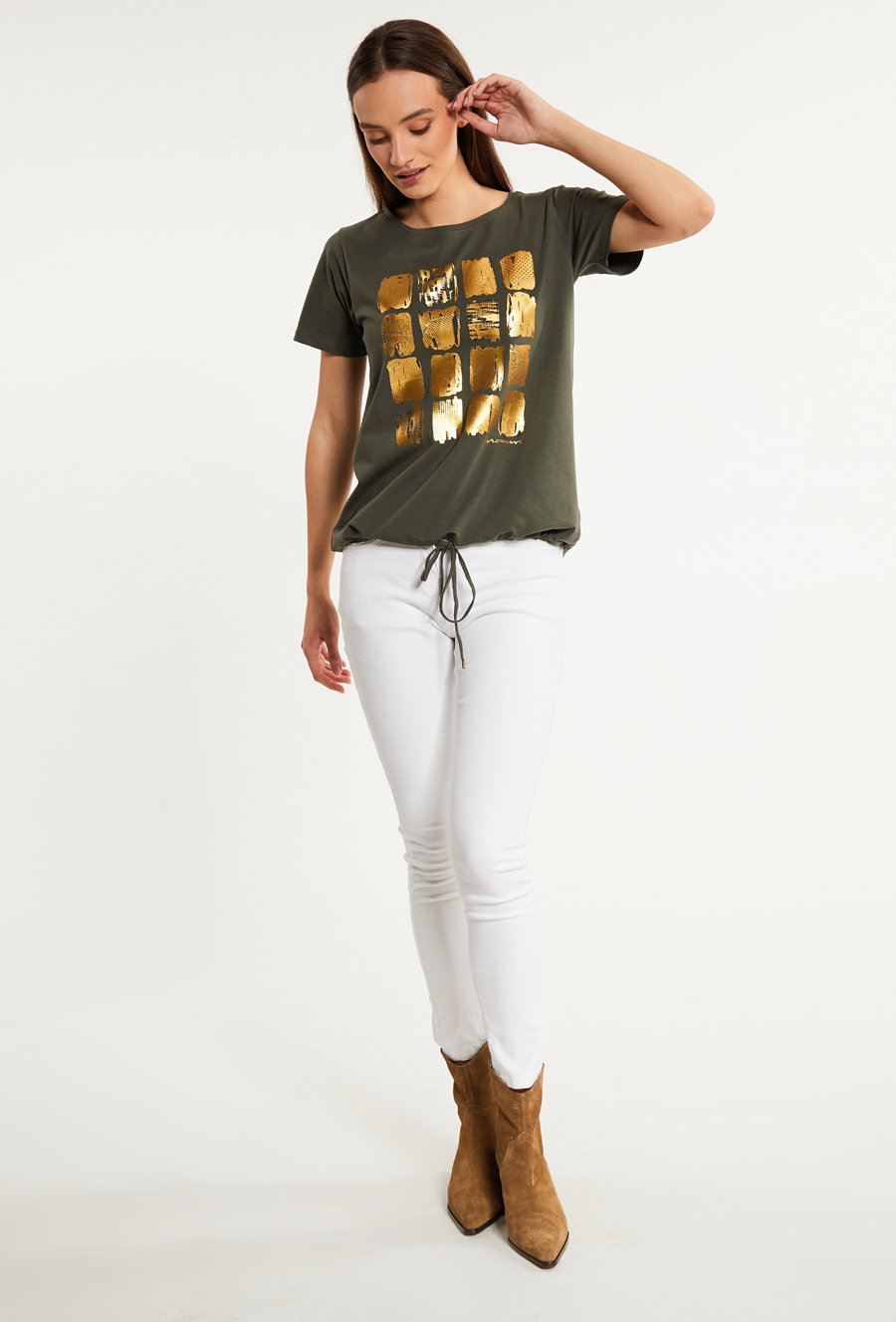 T-shirt z wzorzystym panelem