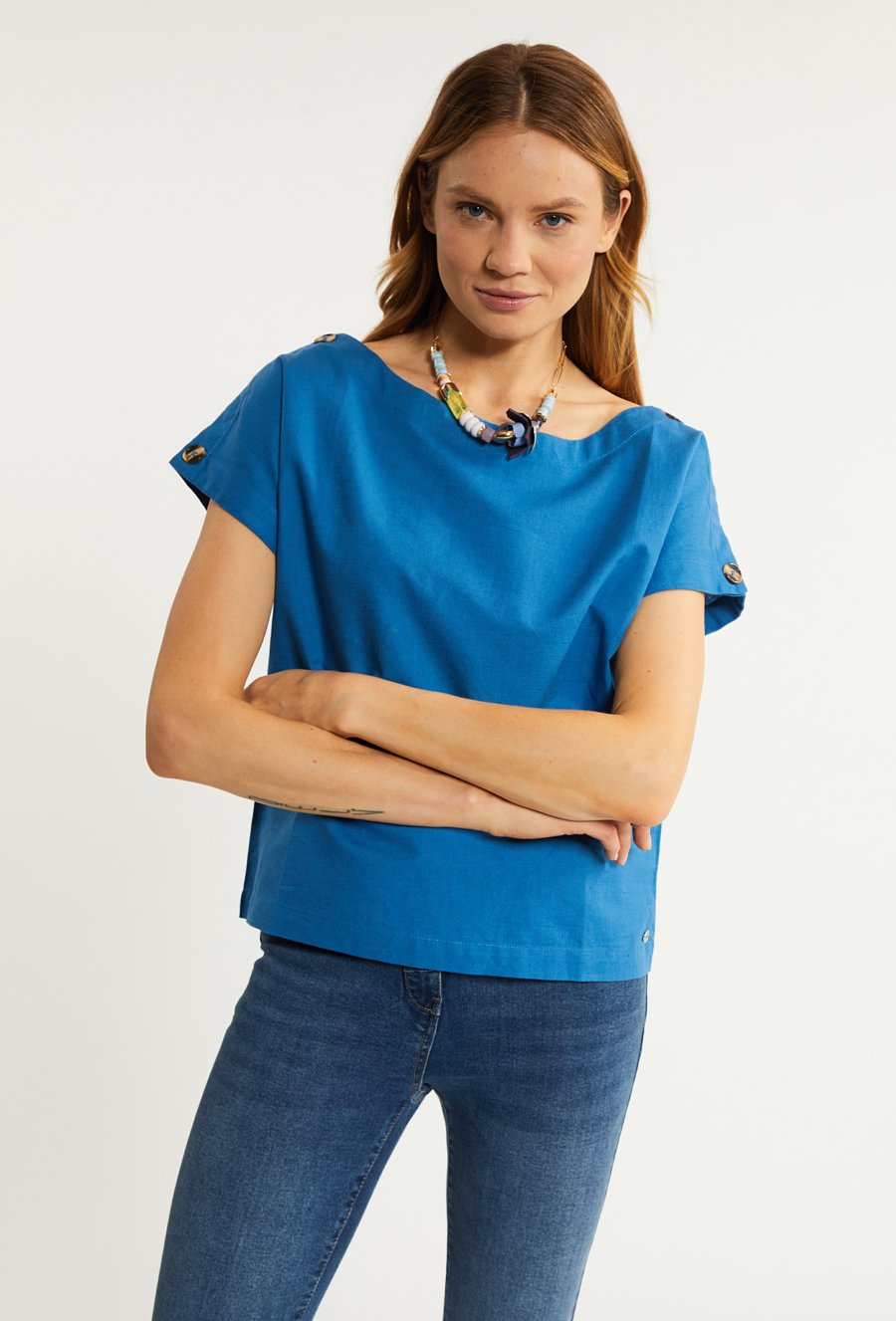 Bluzka z bawełny oraz lnu