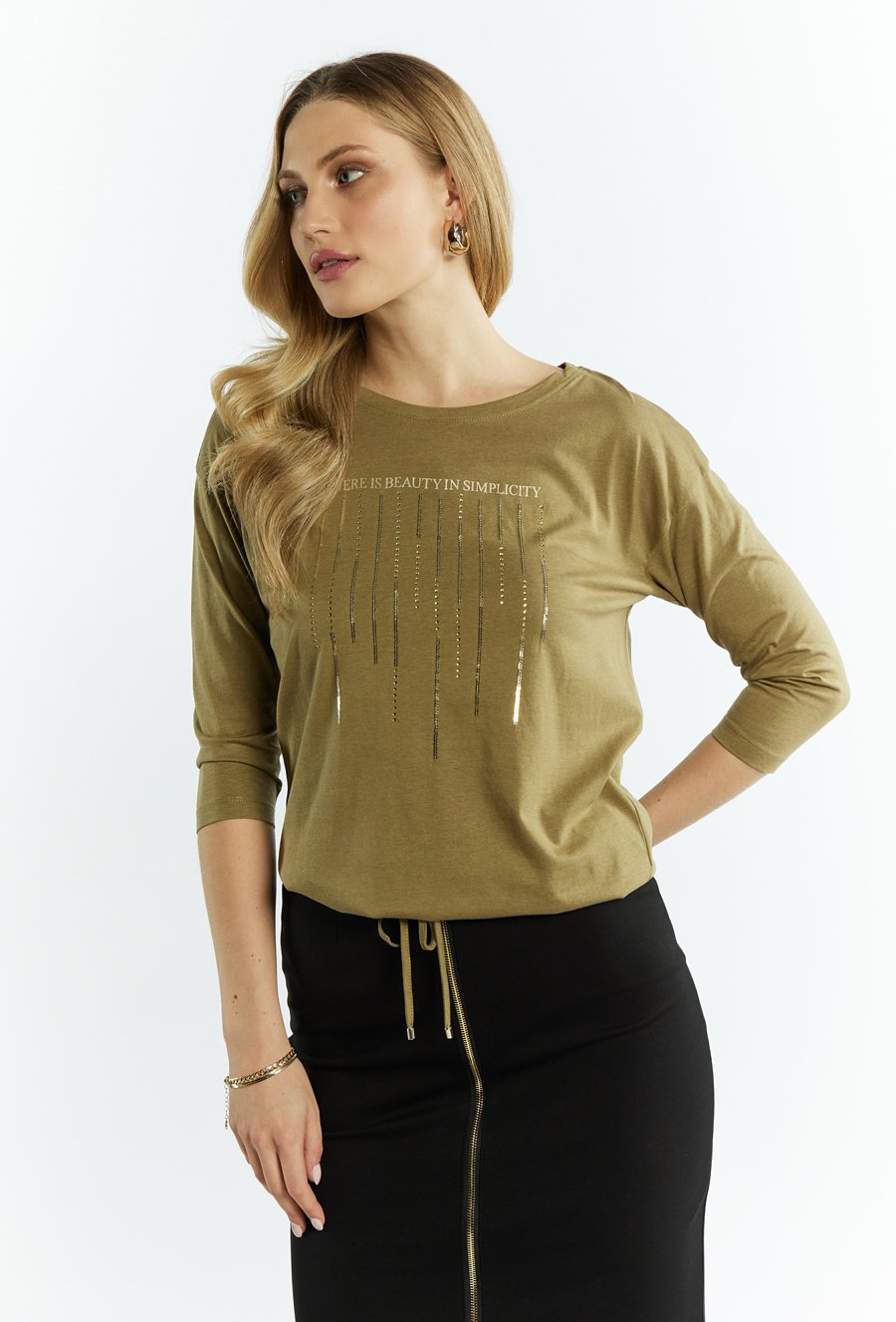 T-shirt damski z cekinowym nadrukiem