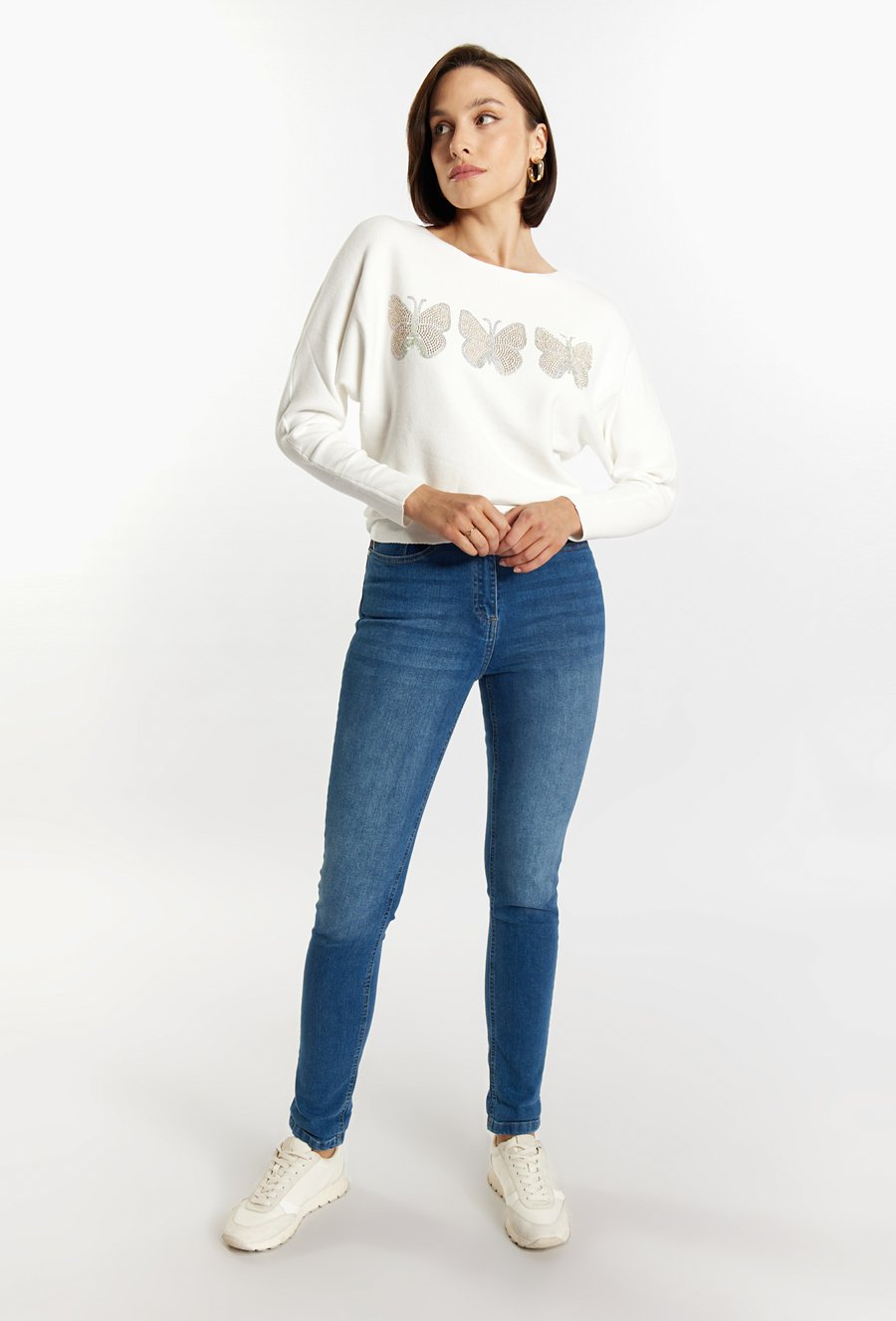 Jeansowe spodnie z wysokim stanem