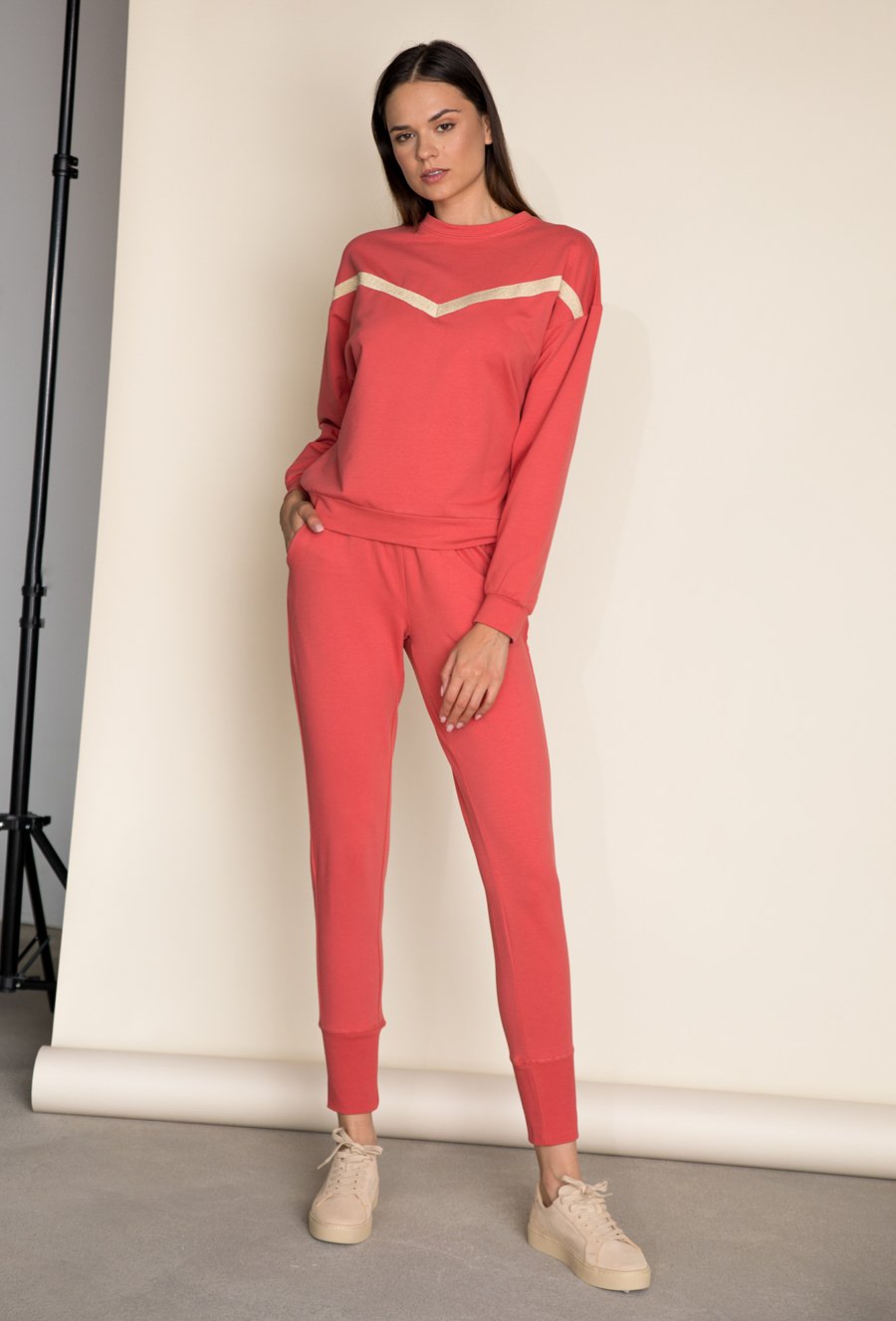 Bawełniana bluza z ozdobną taśmą