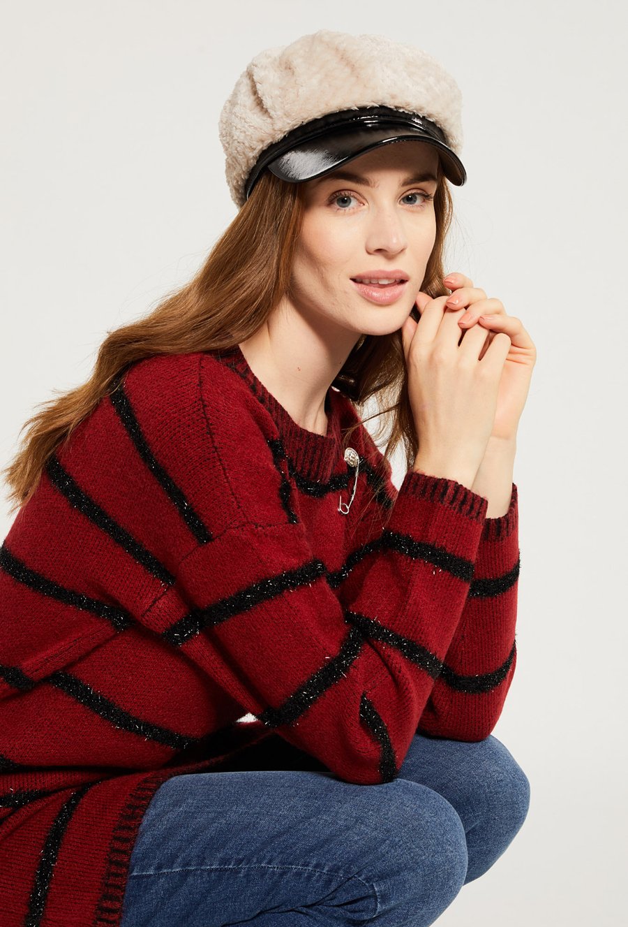 Kaszkiet damski z futerkiem