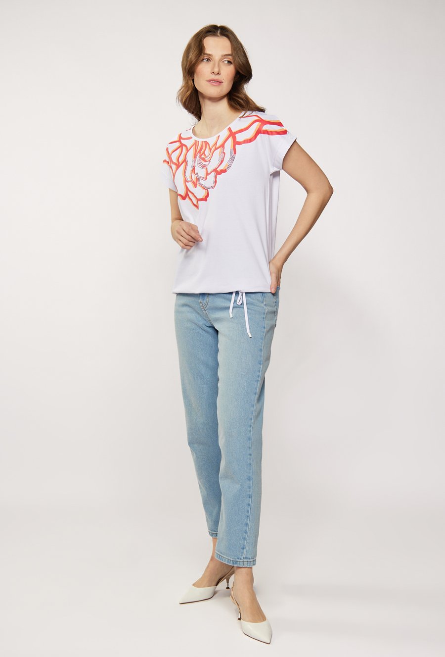 Bawełniany t-shirt ze zdobieniem