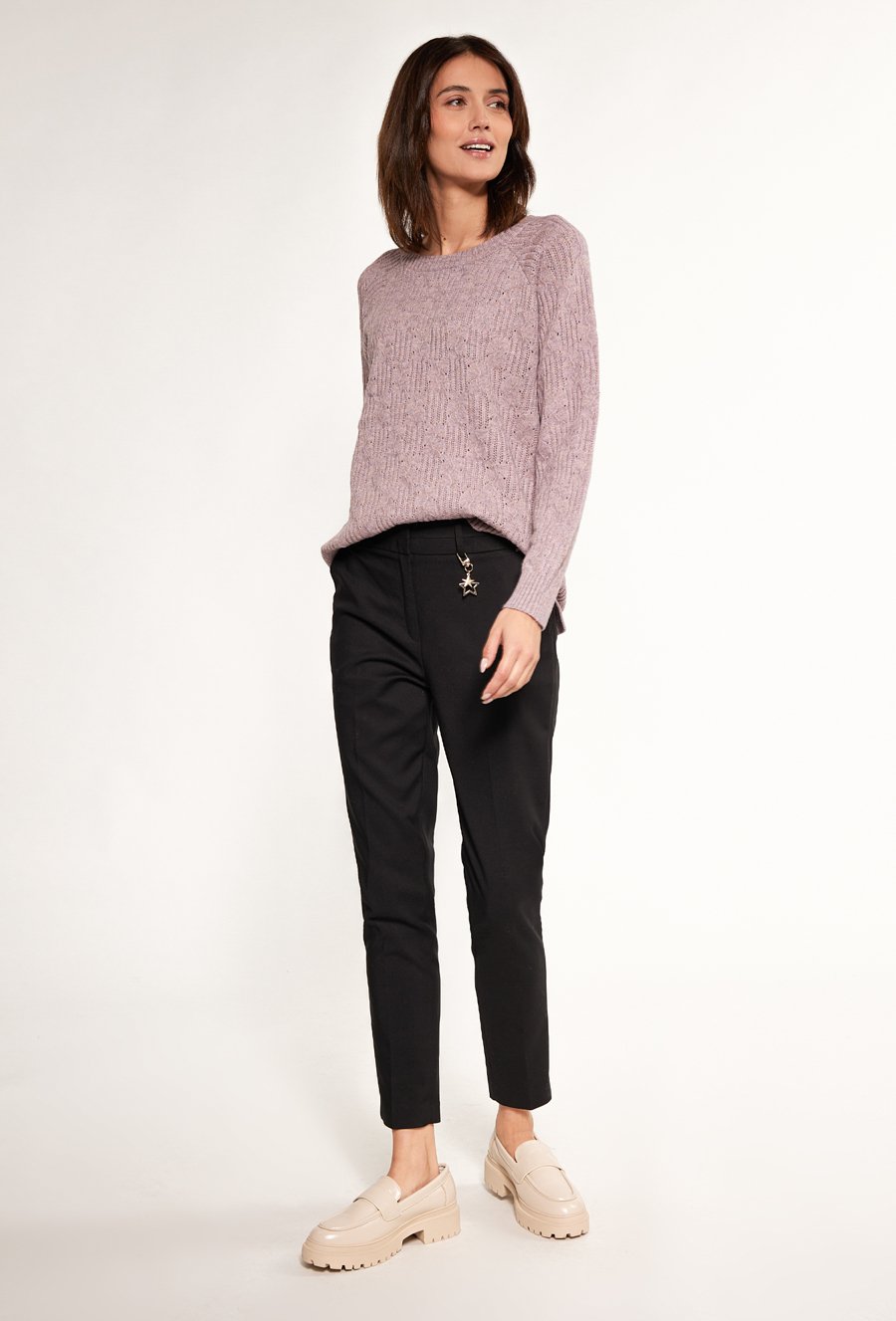 Pleciony sweter damski