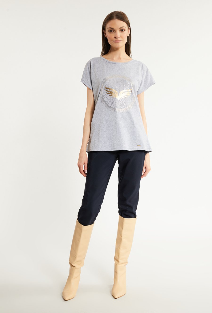 Bawełniany t-shirt damski z wzorem