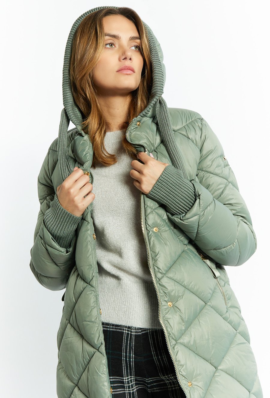 Pikowany płaszcz damski