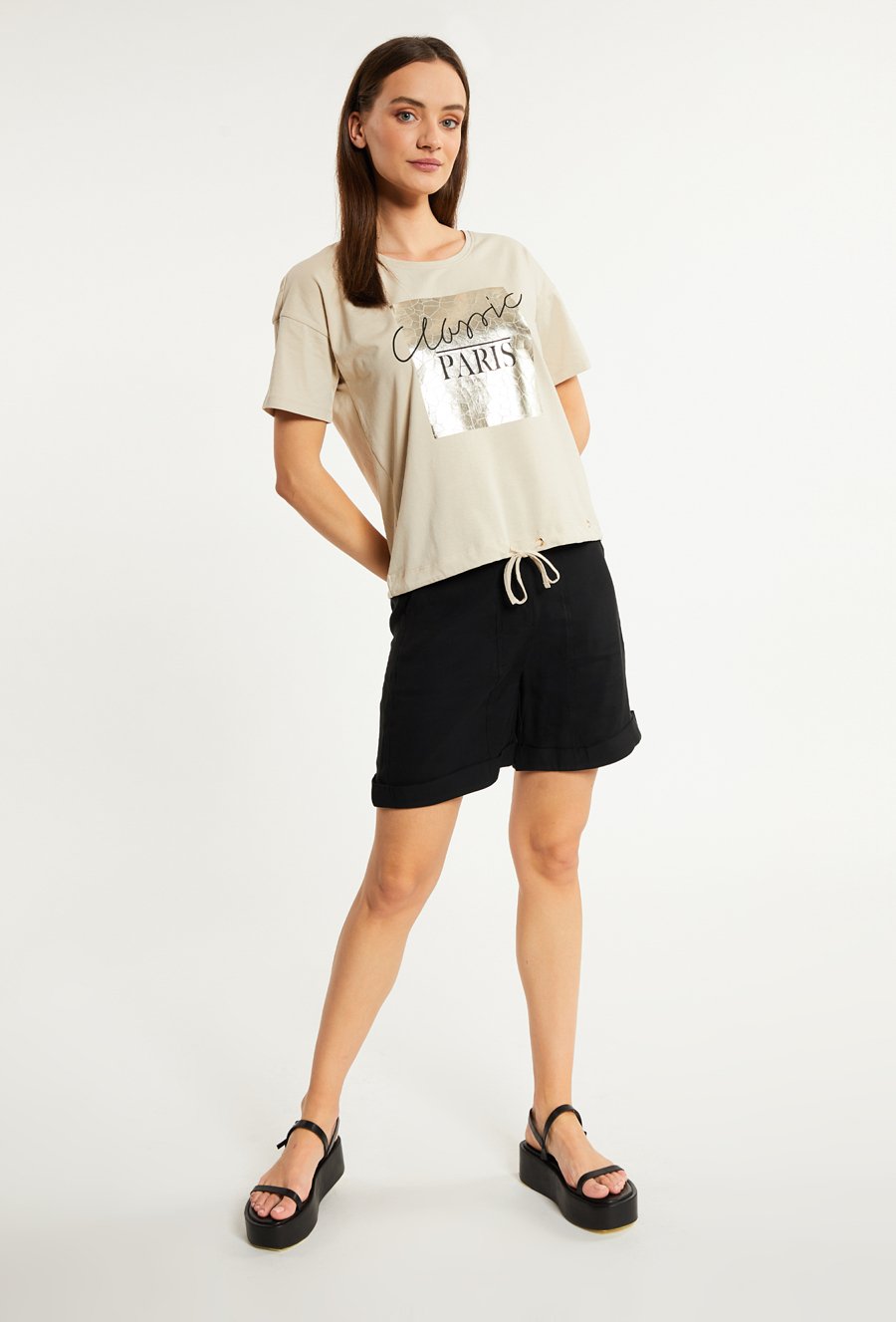 T-shirt z połyskującym panelem