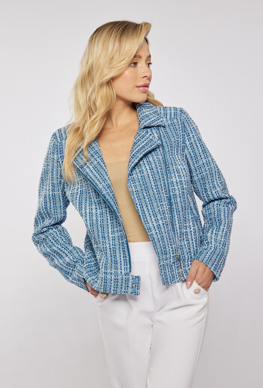 Tweedowa kurtka damska