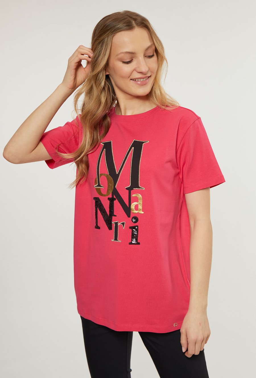 Bawełniany t-shirt z wzorem w litery