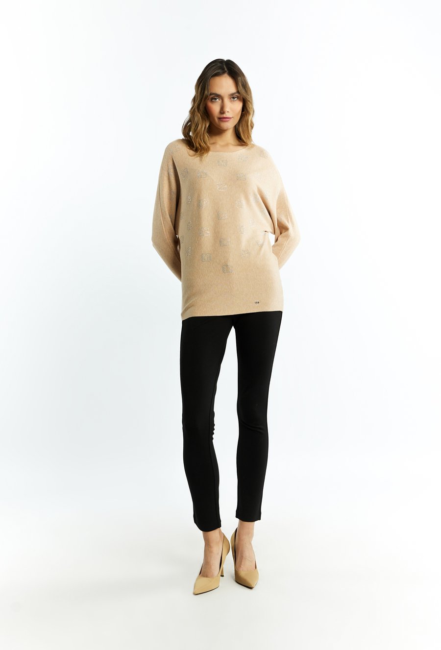 Sweter damski z małymi dżetami