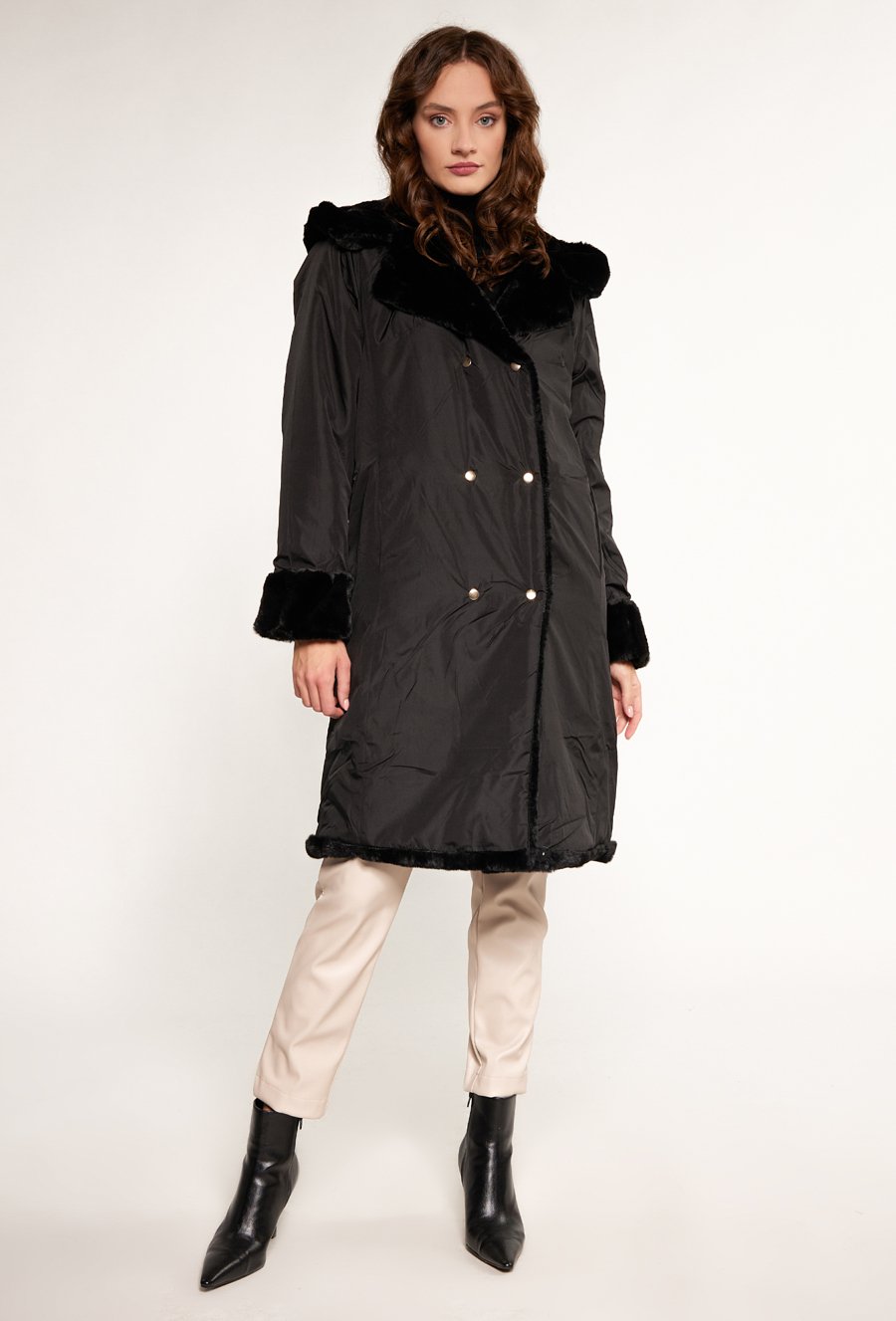 Dwustronny płaszcz damski