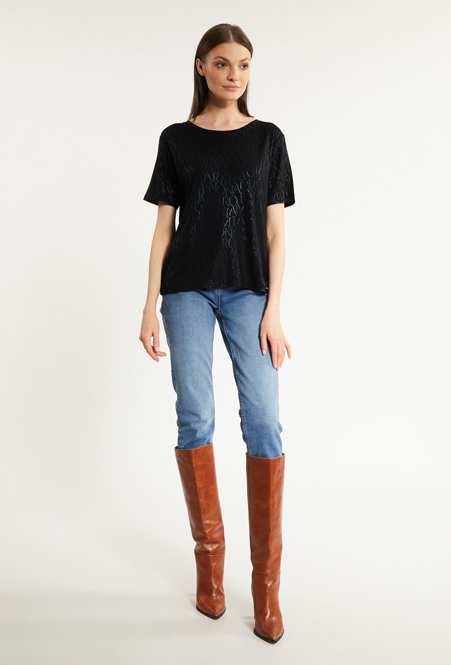 Wzorzysty t-shirt damski