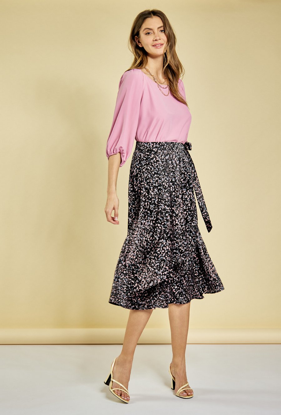 Gładka bluzka z rękawem 3/4