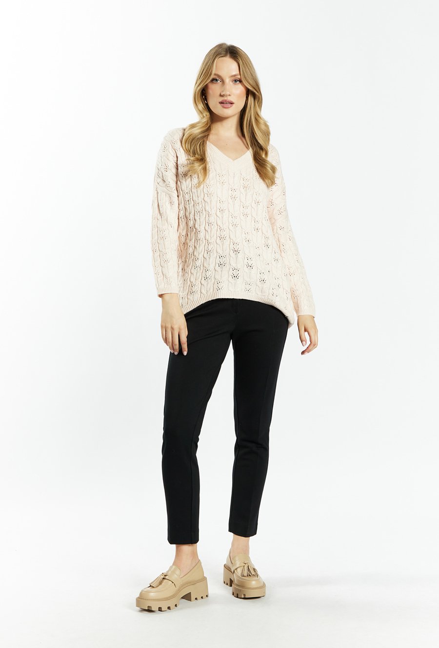 Ażurowy sweter damski