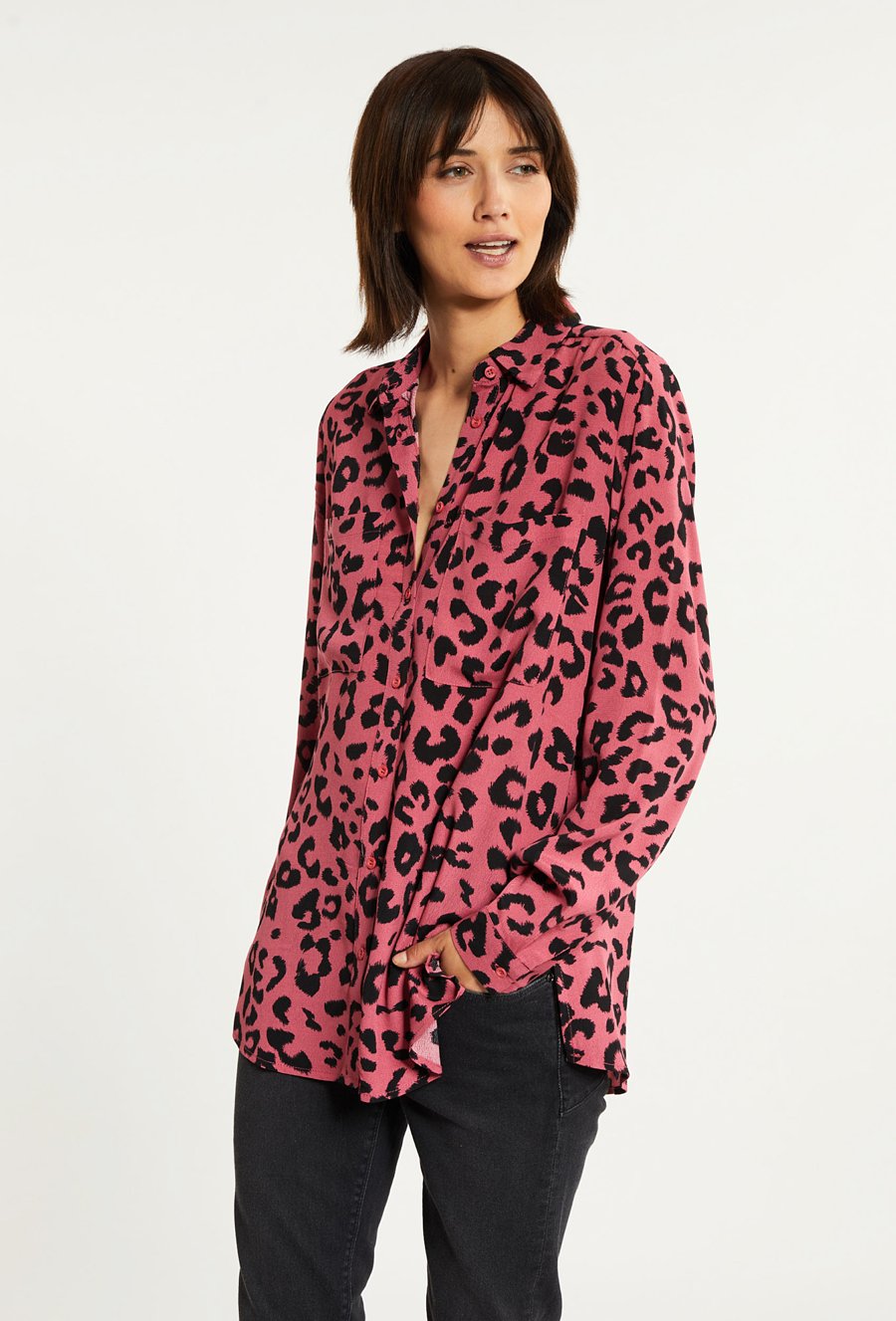 Wzorzysta koszulowa bluzka