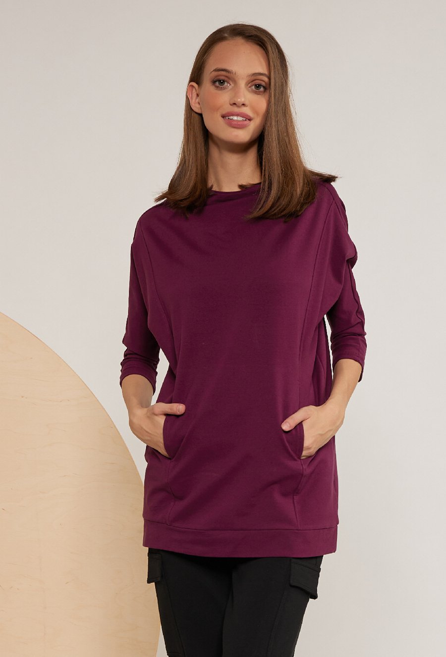 Długa bluza z p&oacute;łgolfem