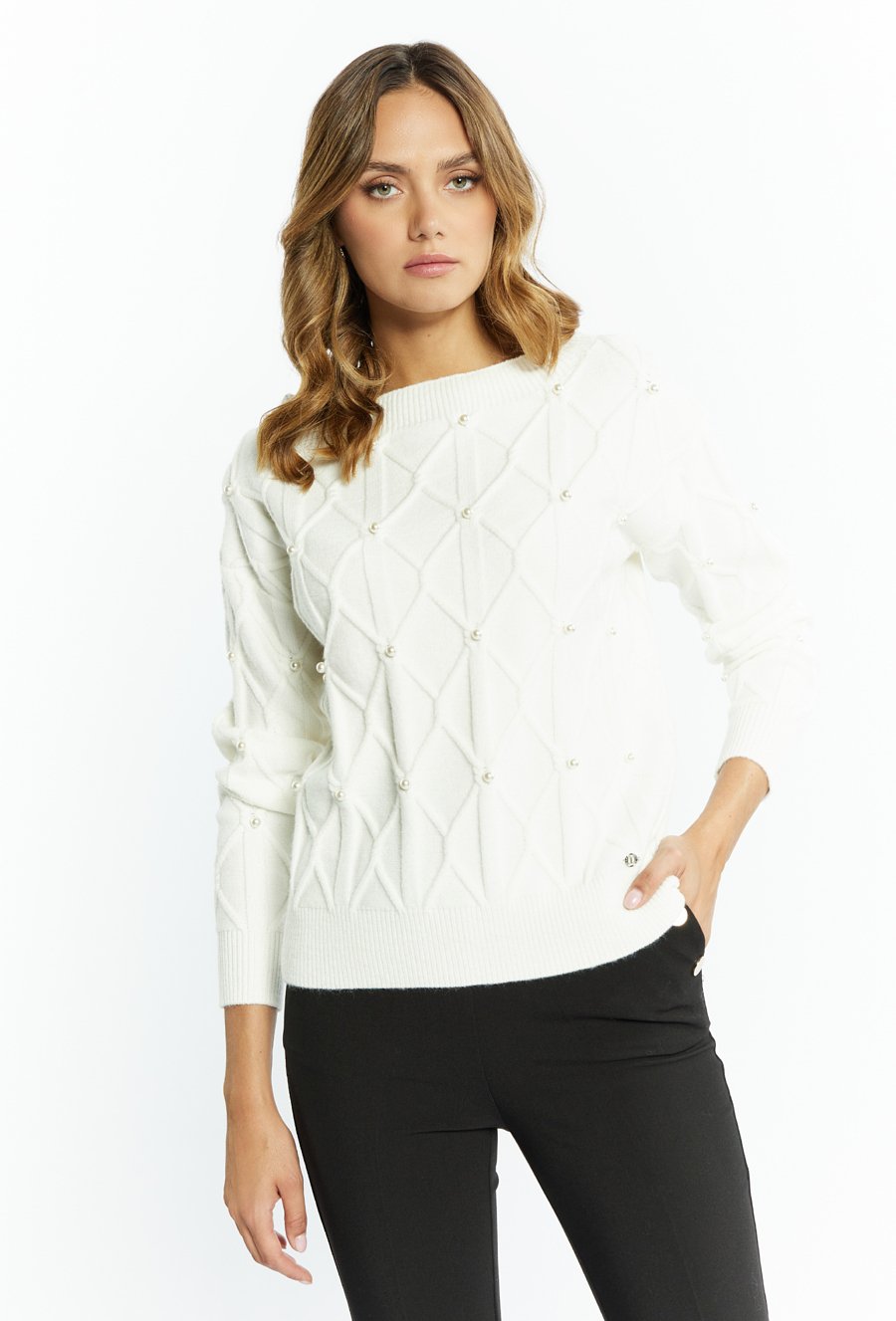 Sweter damski z koralikami