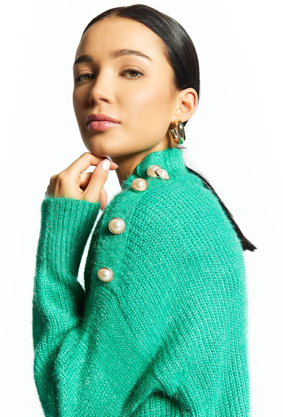 Połyskujący sweter damski