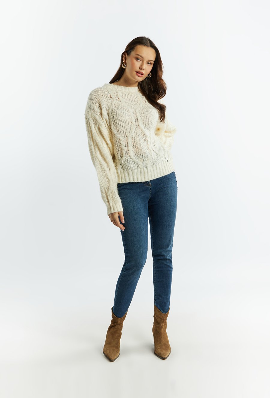 Sweter damski ze splotem