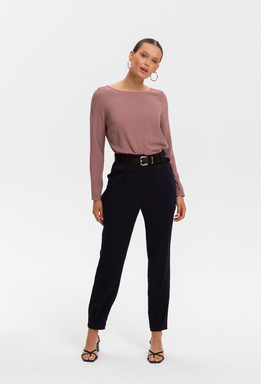 Gładka bluzka z długim rękawem