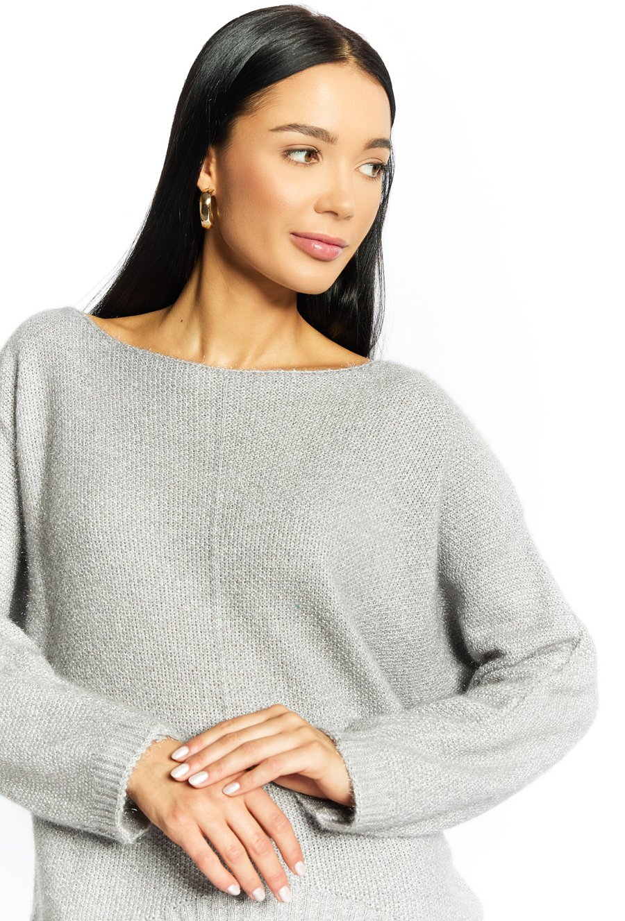 Połyskujący sweter damski