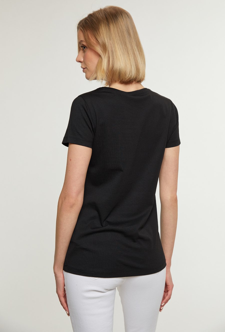 T-shirt damski z ozdobnym panelem