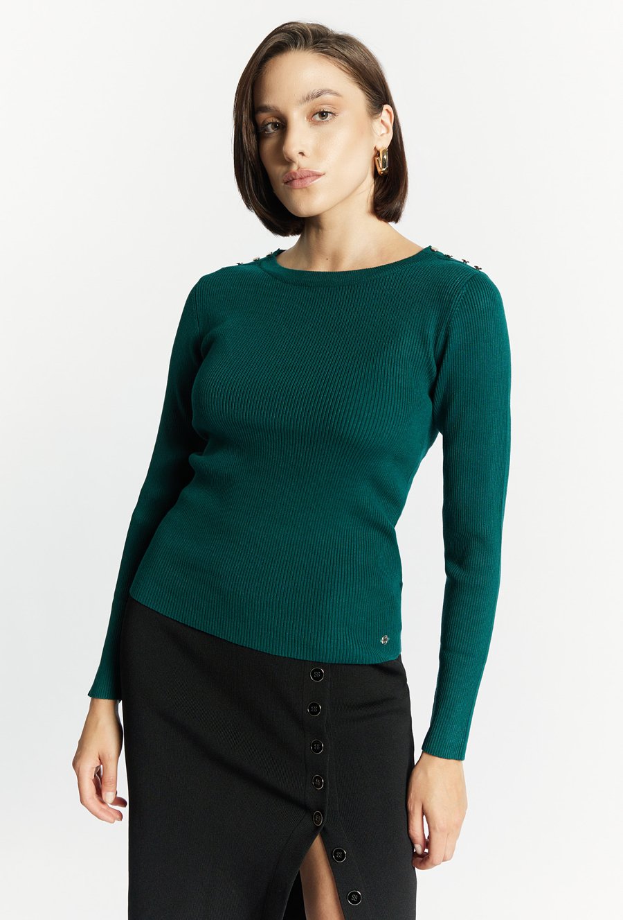 Prążkowany sweter z wiskozy