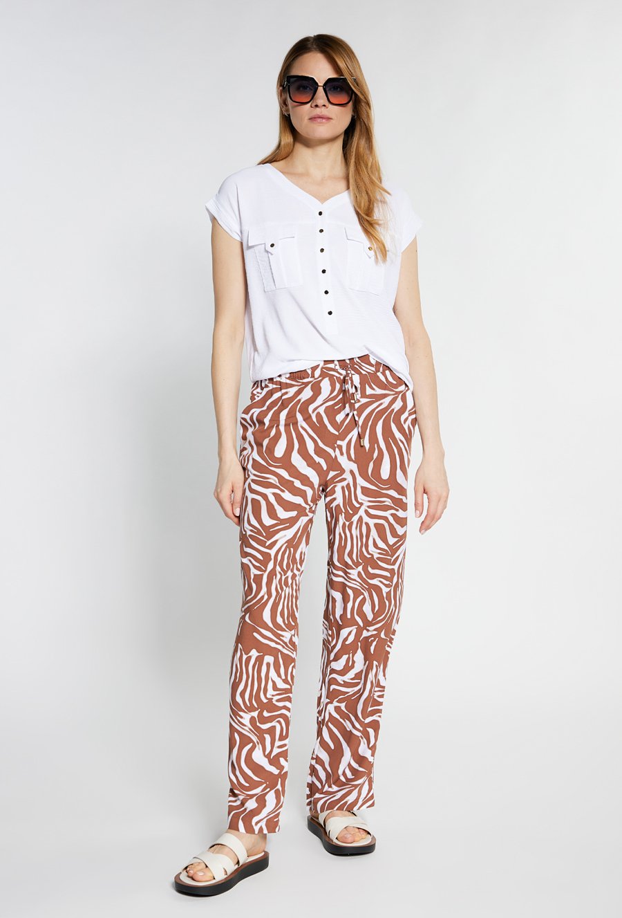 Wzorzyste spodnie z wiskozy