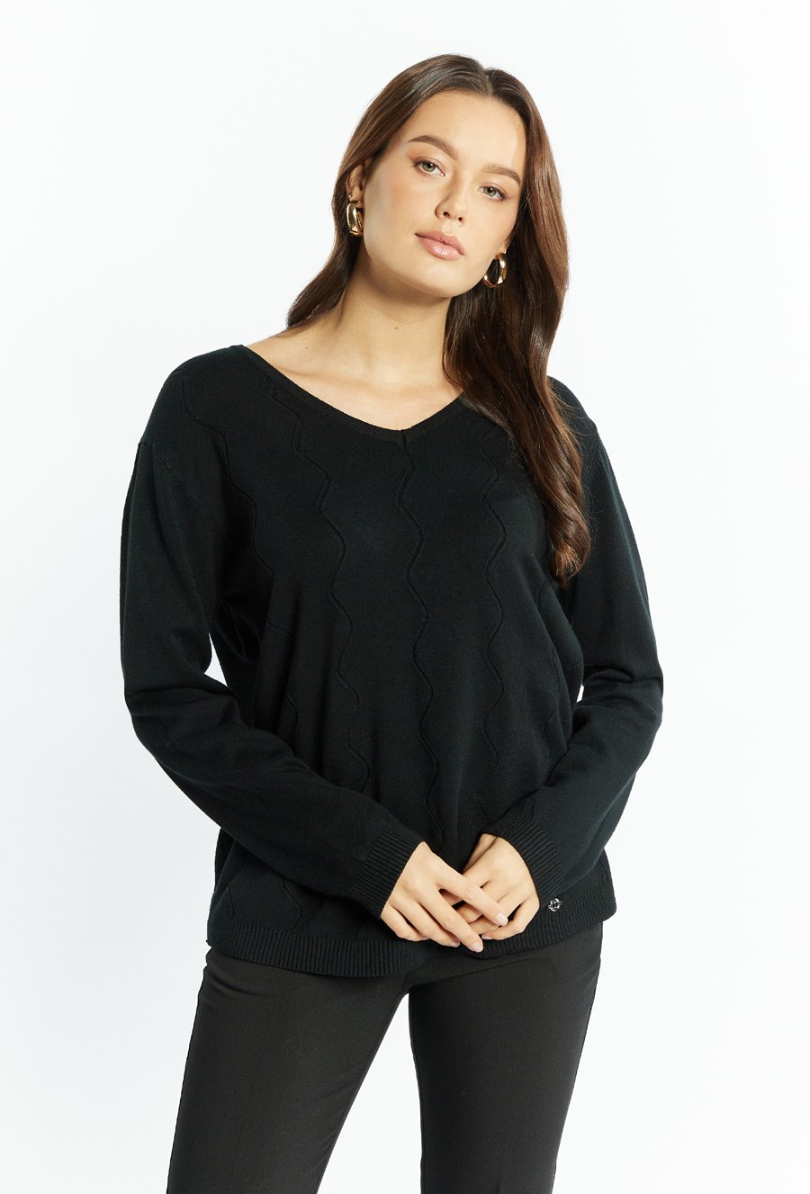 Wiskozowy sweter w serek