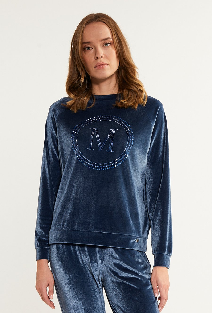 Welurowa bluza z dżetowym wzorem