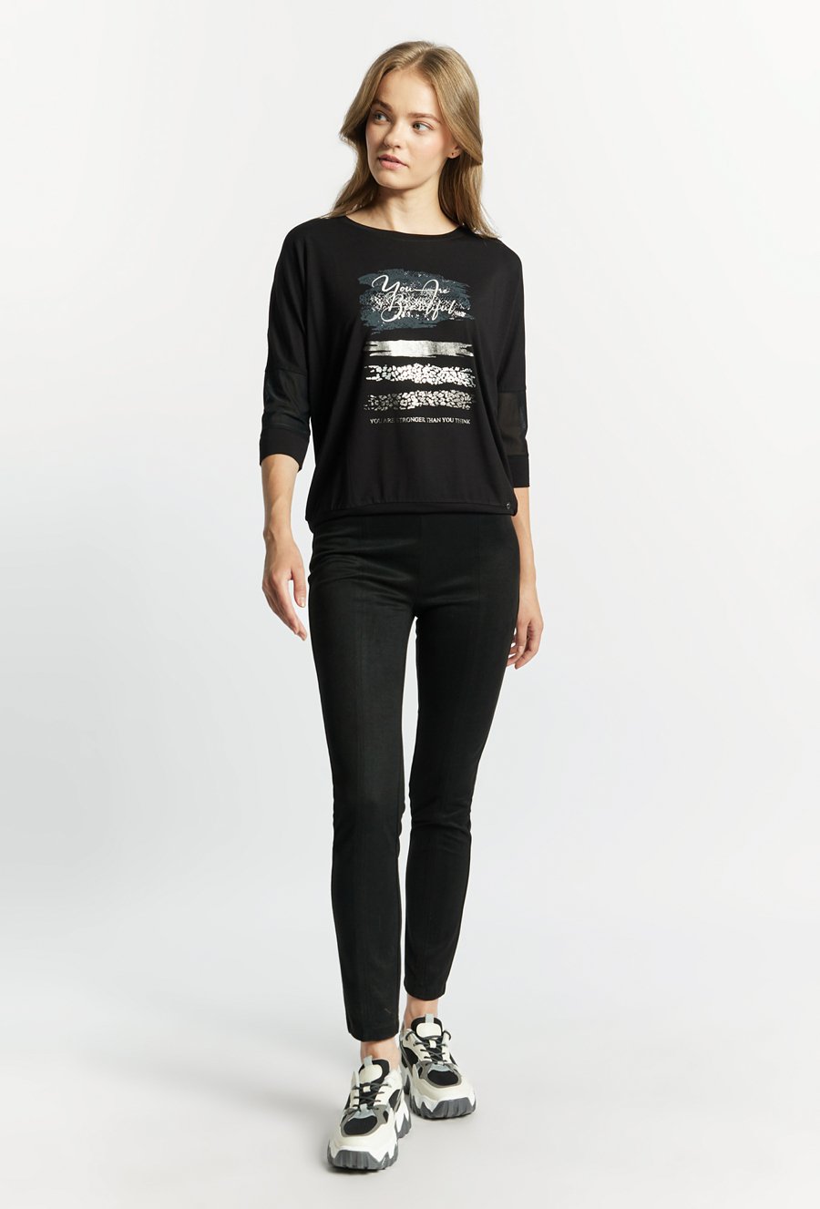 Dzianinowe legginsy z imitacji zamszu