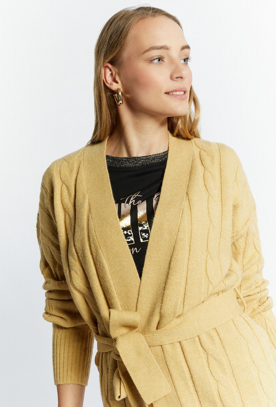 Sweter damski z wiązaniem