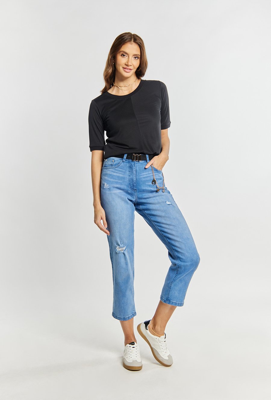 Prążkowana bluzka damska