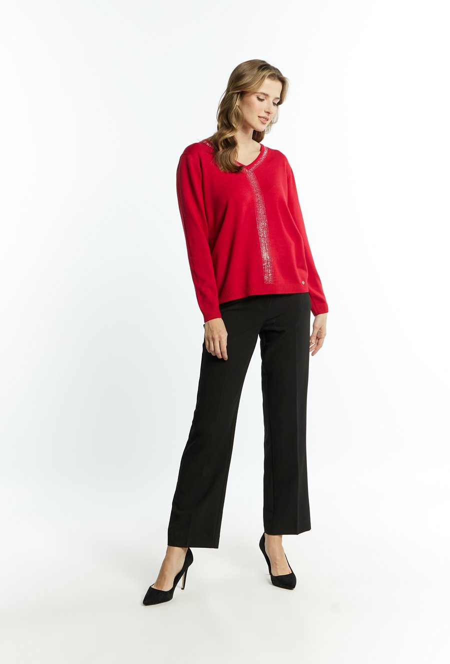 Cienki sweter damski z dżetami