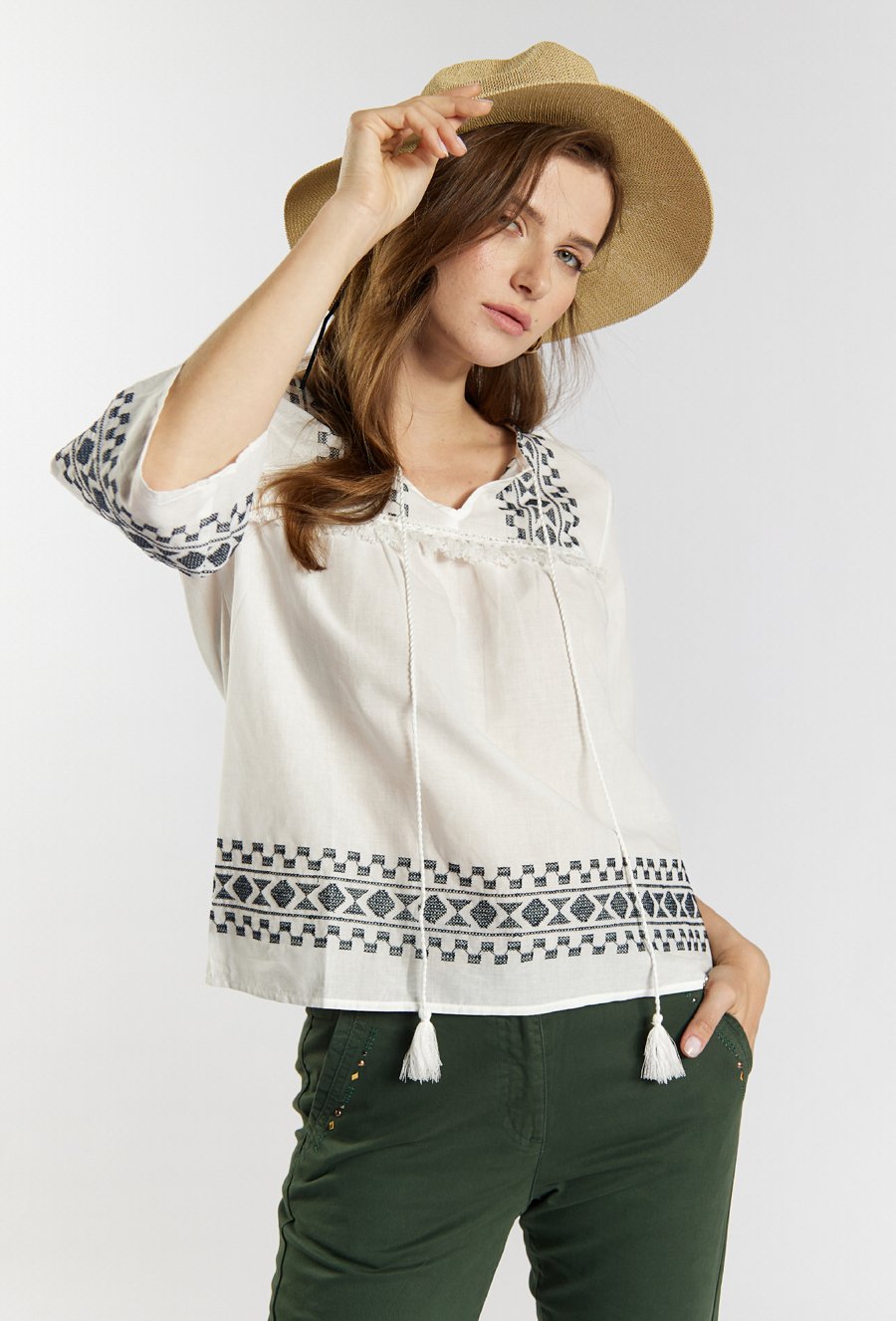 Bawełniana bluzka w stylu boho