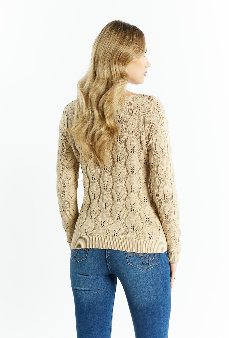 Ażurowy sweter damski