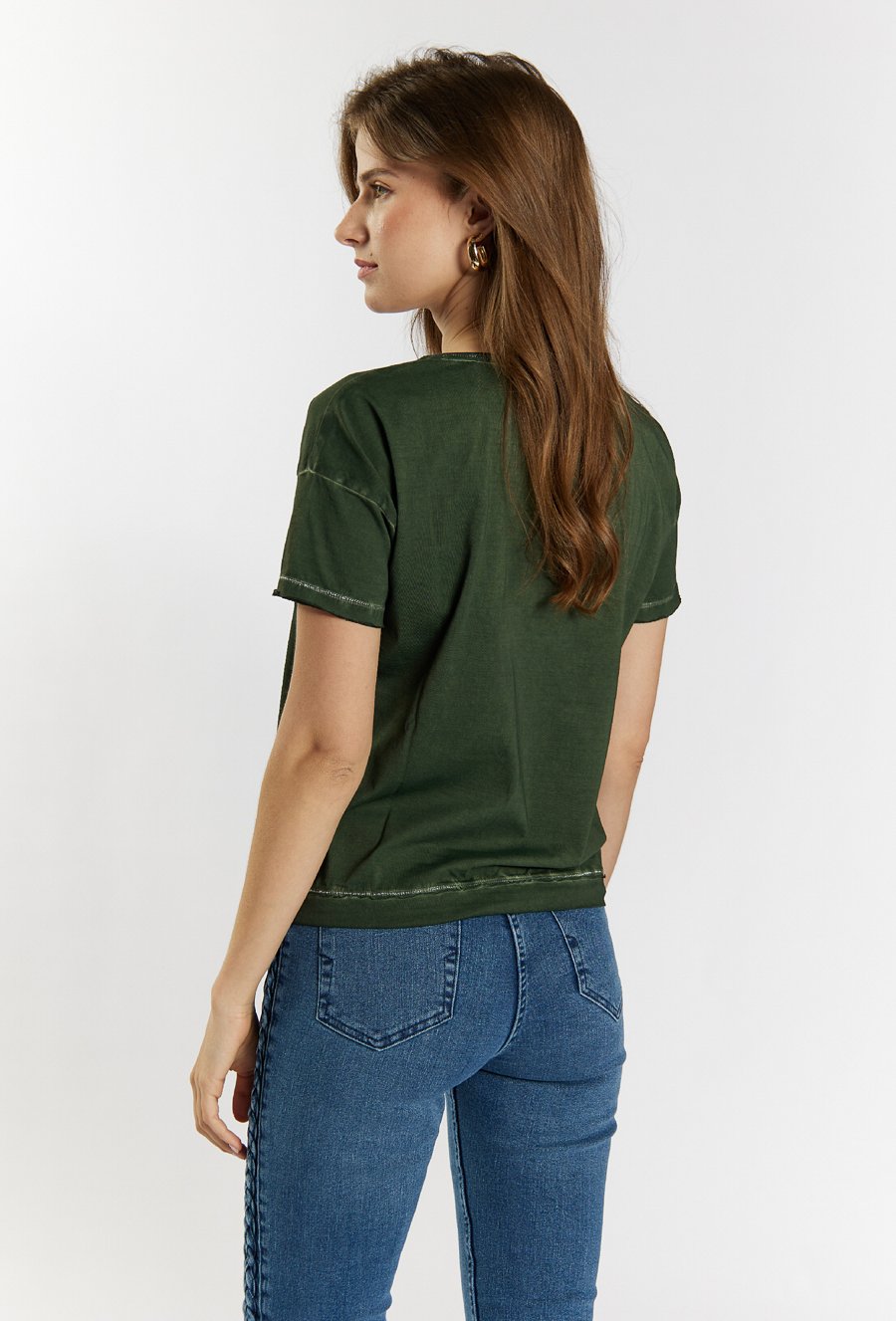 Bawełniany t-shirt z efektem sprania