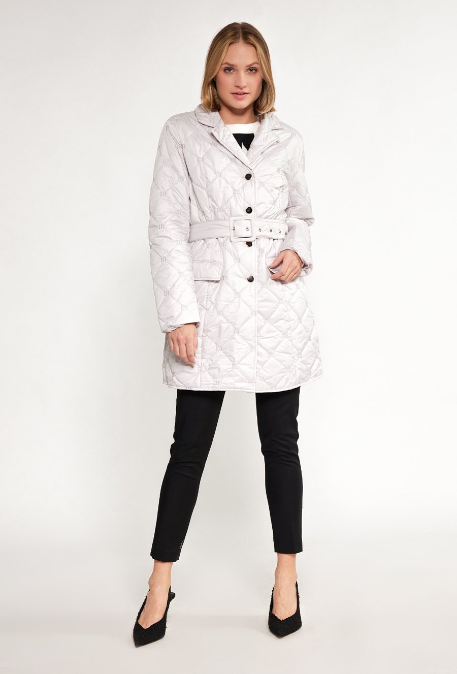 Pikowany płaszcz damski