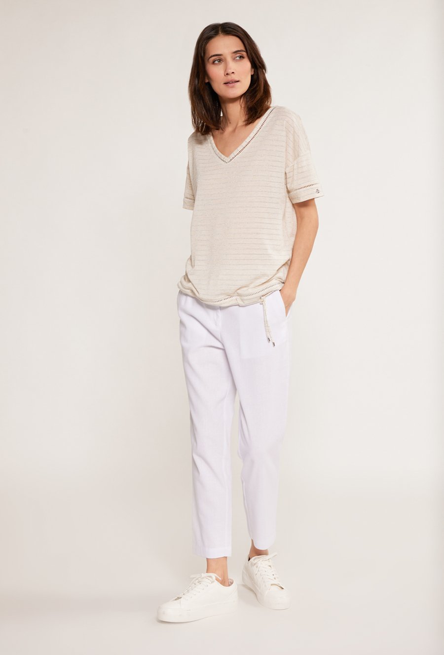 Bluzka w paski z domieszką lnu