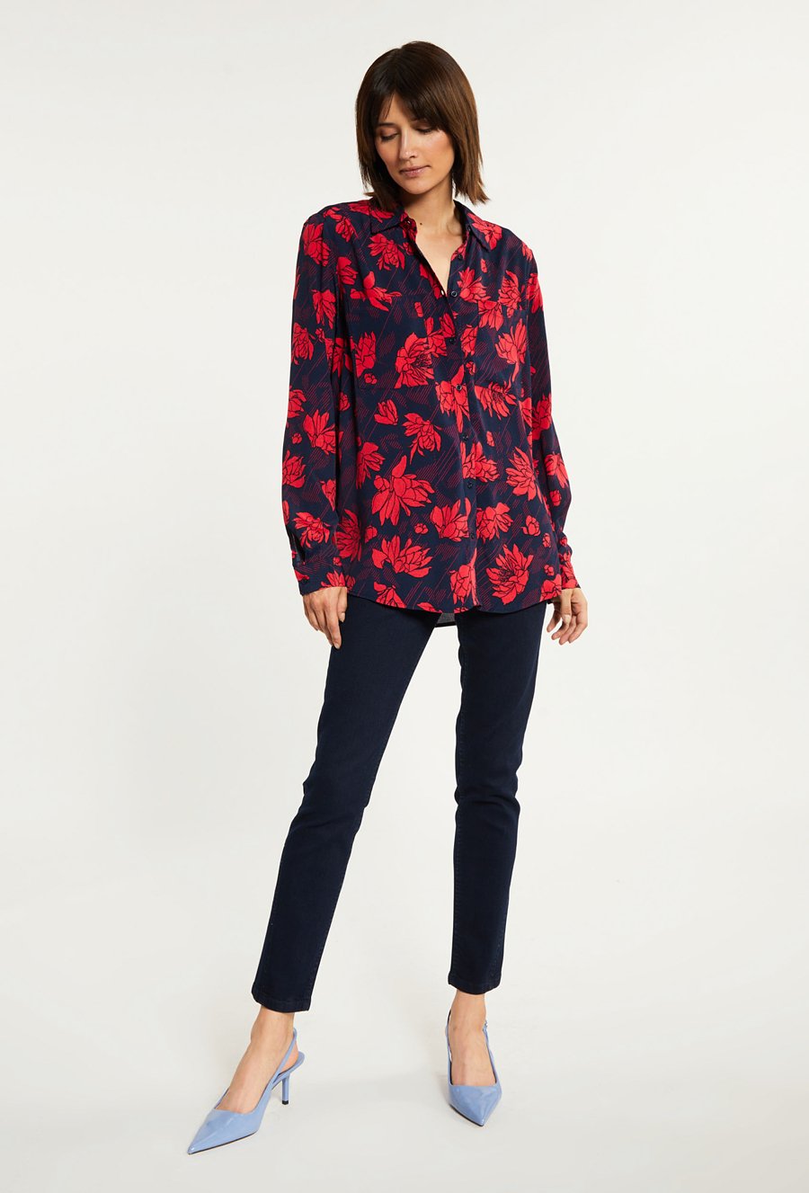 Wzorzysta koszulowa bluzka