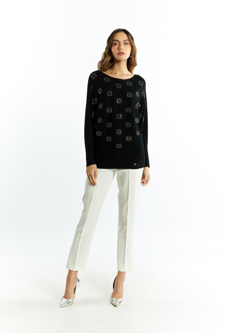 Sweter damski z małymi dżetami