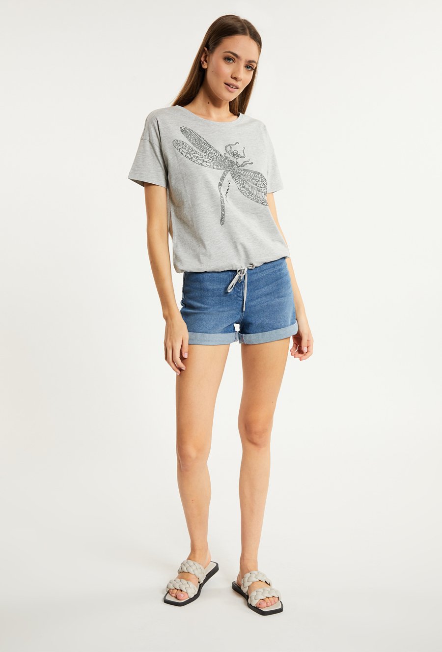 T-shirt damski z dżetowym wzorem