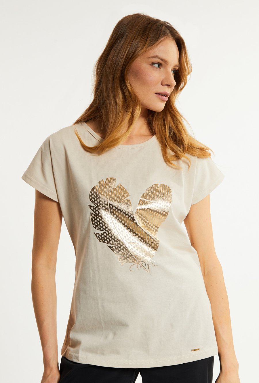 Bawełniany t-shirt damski z ciekawym wzorem