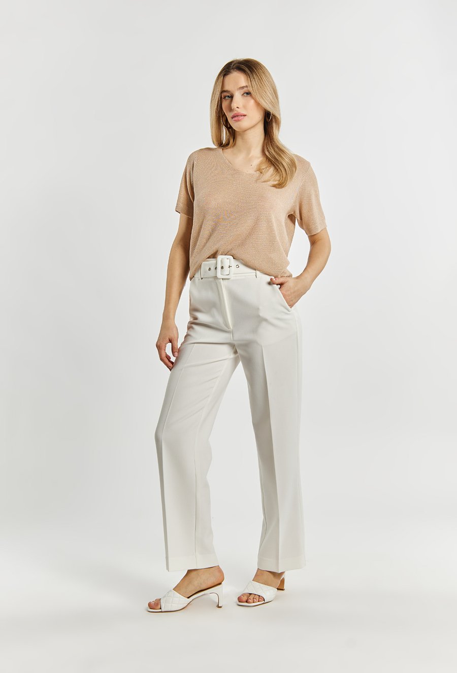 Połyskujący sweter damski