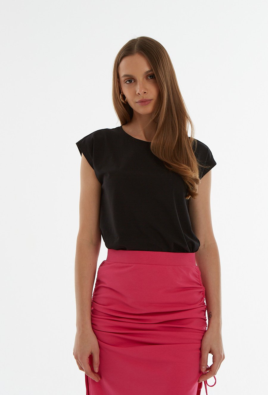 Czarna gładki t-shirt