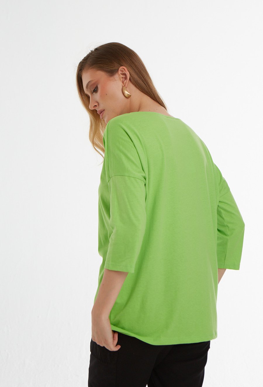 Zielona bluzka z rękawem 3/4