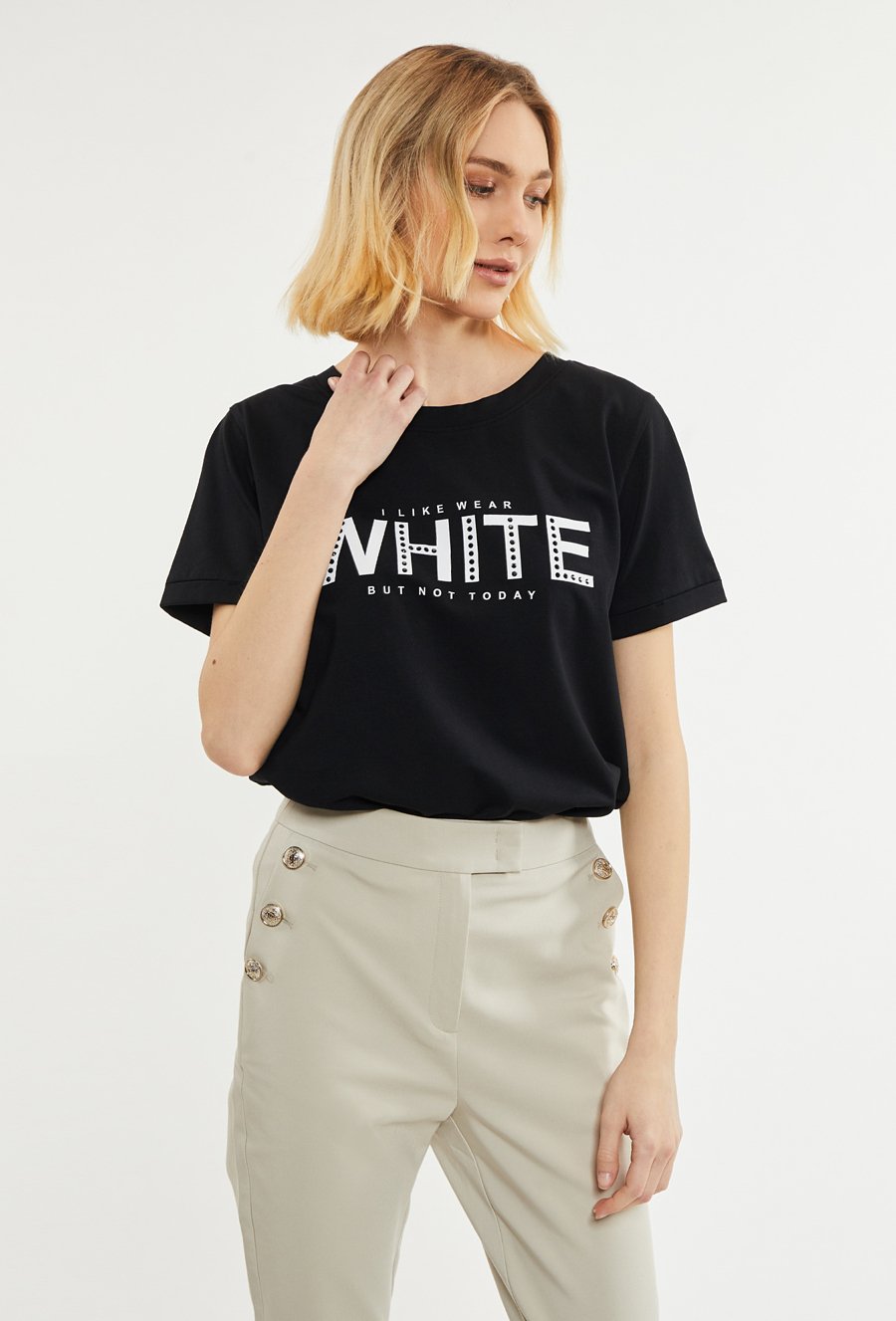 Bawełniany t-shirt z napisem